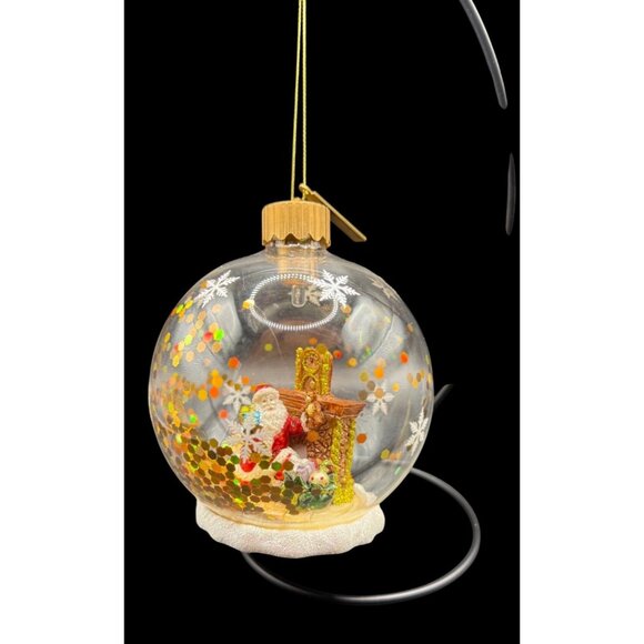 Katherine’s Collection Santa Fireplace Glass Light-up Dome Diarama Lrg.Ornament - Picture 1 of 7